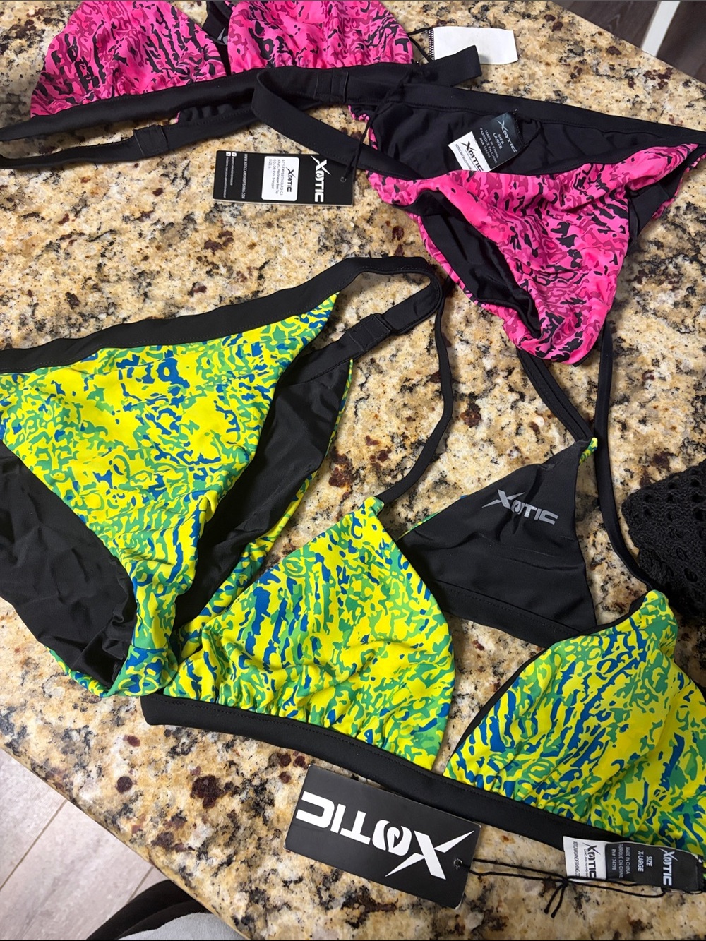 Women's Yellow & Blue Triangle Bikini Top and Bottom Set